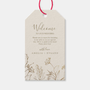 Etiqueta Para Presente Gilded Floral Cream e Dourado Casamento Bem-Vindo