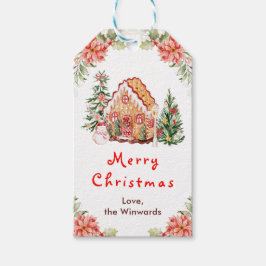 Etiqueta Para Presente Gingerbread House Red Merry Christmas