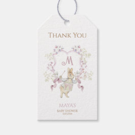 Etiqueta Para Presente Gingham Peter o Chá de fraldas do Monograma Rosa-C