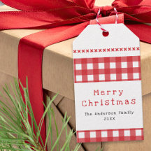 Gingham Rústico Vermelho Branco Feliz Natal