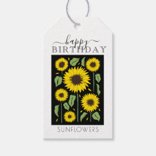 Etiqueta Para Presente Girassóis FELIZMENTE Tag de presente de ANIVERSÁRI