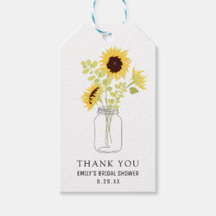 Etiqueta Para Presente Girassóis no Chá de panela Mason Jar Obrigado