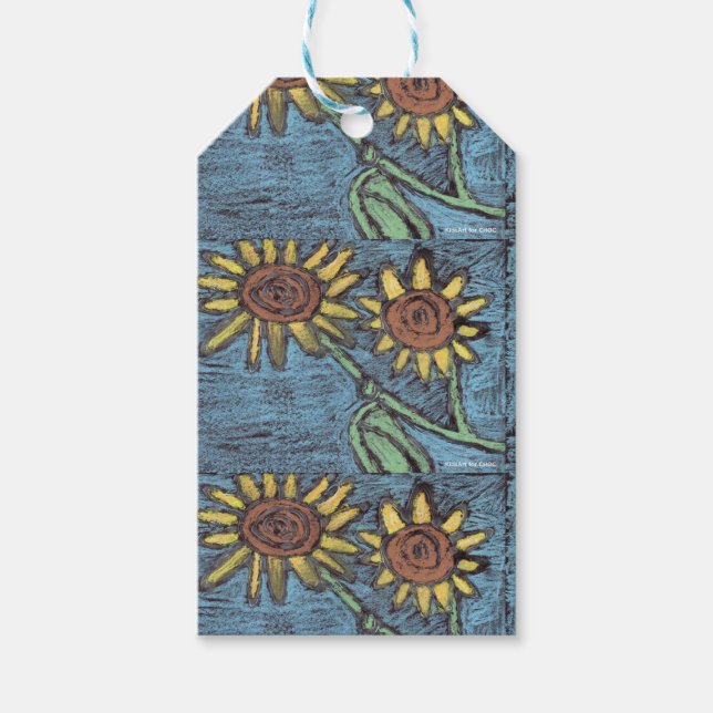 Etiqueta Para Presente Girassóis para sempre - Crianças Arte para COC (Frente)