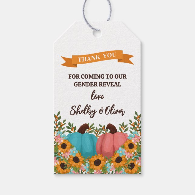 Etiqueta Para Presente Girassóis Pequeno Sexo De Abóbora - Obrigado (Frente)