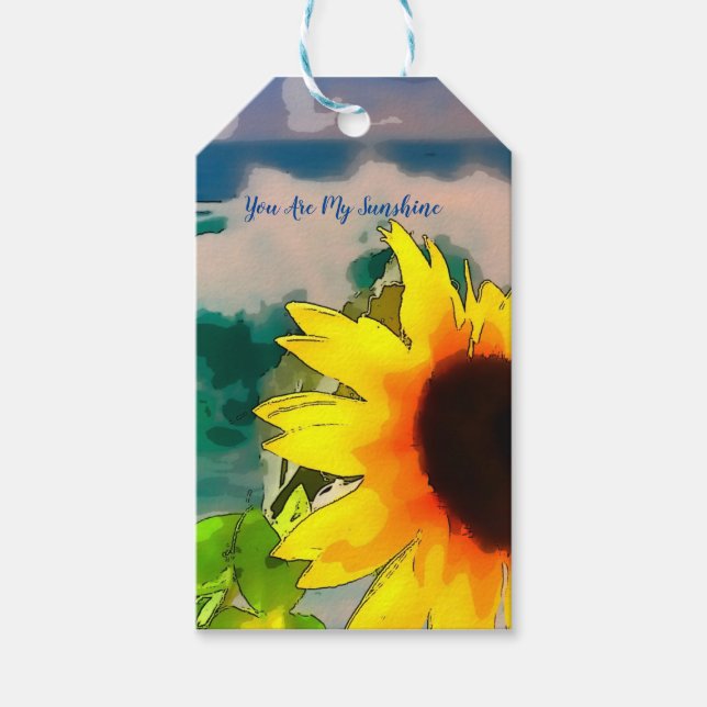 Etiqueta Para Presente Girassol na praia você é meu sol (Frente)