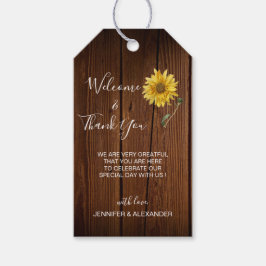 Etiqueta Para Presente Girassol russo no casamento de madeira Saco de boa