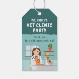 Etiqueta Para Presente Girl Veterinarian Pet Clinic Birthday Thank You