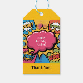 Etiqueta Para Presente Girls’ Colorful Pop Art Birthday Party Thank You
