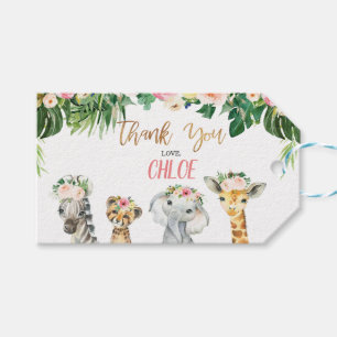 Etiqueta Para Presente Girls Floral Foliage Safari Animais Aniversário