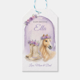 Etiqueta Para Presente Girls Purple Floral Horse Birthday