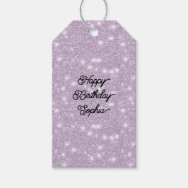 Etiqueta Para Presente Girly Lavender Glitter Sparkle Birthday