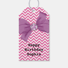 Etiqueta Para Presente Girly Pink Chevron Jewel Purple Arco Birthday