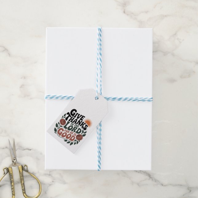 Etiqueta Para Presente Give Thanks - Christian (Com cordão)