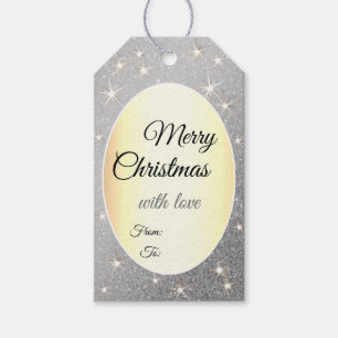 Etiqueta Para Presente Glam de Natal com Elegante Glitter Dourado Efeito