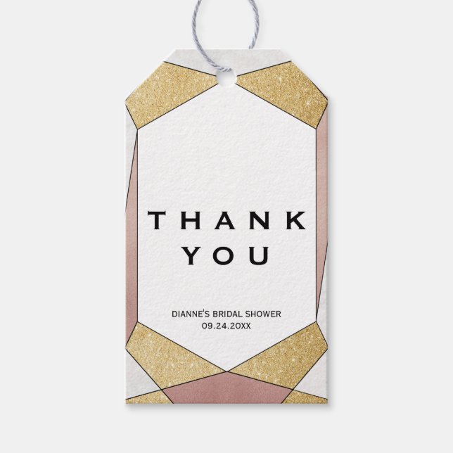 Etiqueta Para Presente Glam Geométrico Diamond Obrigado (Frente)