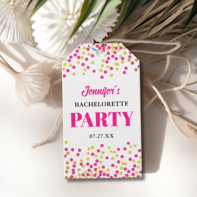 Etiqueta Para Presente Glam Girly Dots Wedding Bachelorette Party (Criador carregado)