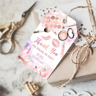 Etiqueta Para Presente Glam Makeup Birthday Gift Tags do Partido Spa Rosa