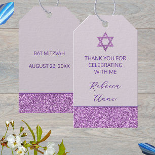 Etiqueta Para Presente Glam Purple Cuz Obrigado Bat Mitzvah Party