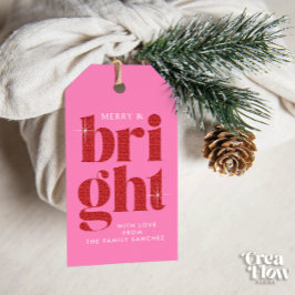 Etiqueta Para Presente Glam Red Sequin Feliz e Bright Christmas