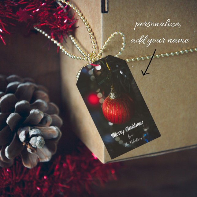 Etiqueta Para Presente Glamour vermelho natalício e terra (Criador carregado)