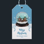 Etiqueta Para Presente Glass Snowball Winter Village Foliage Christmas<br><div class="desc">Vidro Festivo Snowball Winter Village Foliage Natal Holiday Tag. O conto de fadas se casa no inverno com neve e belos flocos de neve. Lindas plantas brancas e azuis escalando. Um desejo Feliz de Natal em um roteiro de tendências. Você pode alterar qualquer texto na etiqueta, </div>