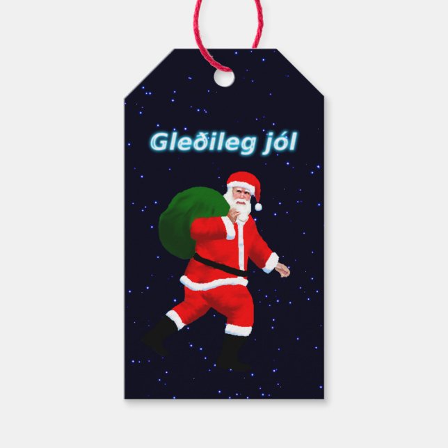 Etiqueta Para Presente Gleðileg Jól - Papai Noel (Frente)