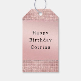 Etiqueta Para Presente Glitter Castanho Rosa Dourado