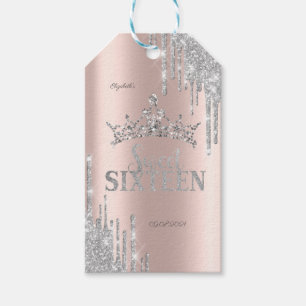 Etiqueta Para Presente Glitter de Prata Colírio Tiara Rosa Dourado Sweet
