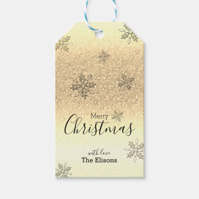 Etiqueta Para Presente Glitter Dourado Clássico Falso Foliday Faux Faux (Frente)