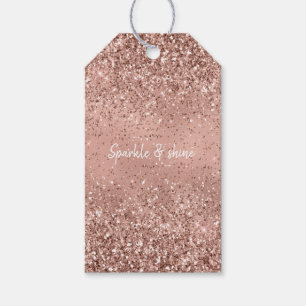 Etiqueta Para Presente Glitter Dourado Rosa