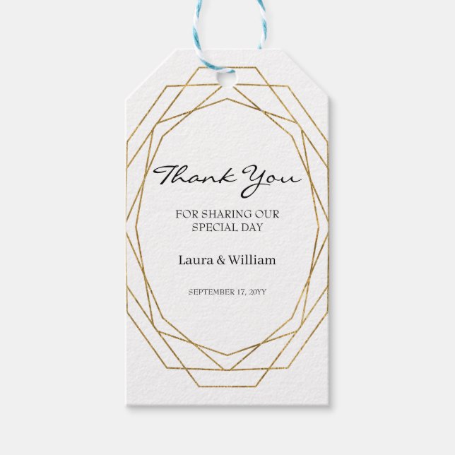 Etiqueta Para Presente Glitter Geométrico Modern Weding Favor Obrigado (Frente)