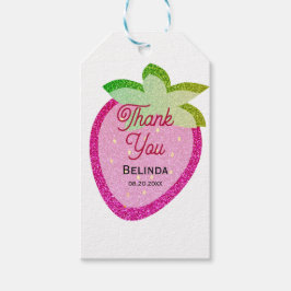 Etiqueta Para Presente Glitter Rosa Espumante Y2K Morango Obrigado