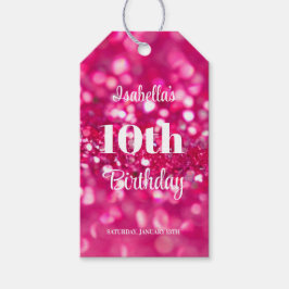 Etiqueta Para Presente Glitter Rosa Quente, Glama, Qualquer Idade, Aniver
