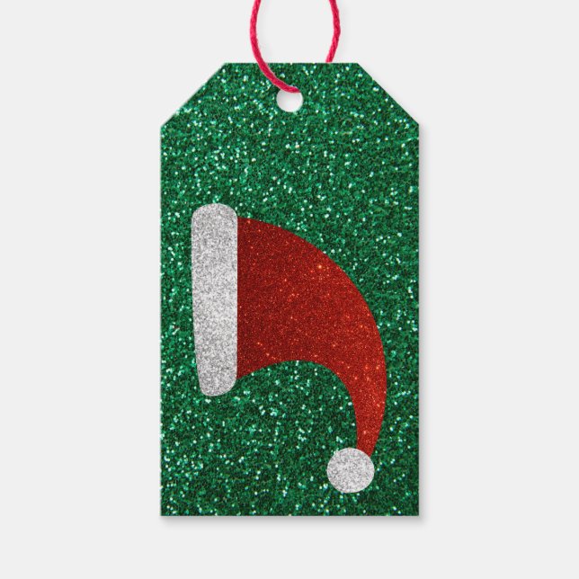 Etiqueta Para Presente Glitter Santa Hat (Frente)