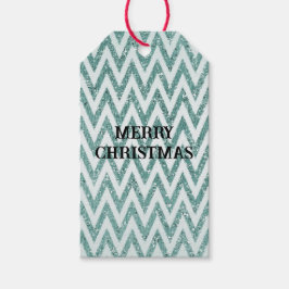 Etiqueta Para Presente Glitzy Green White Chevron Strips Natal