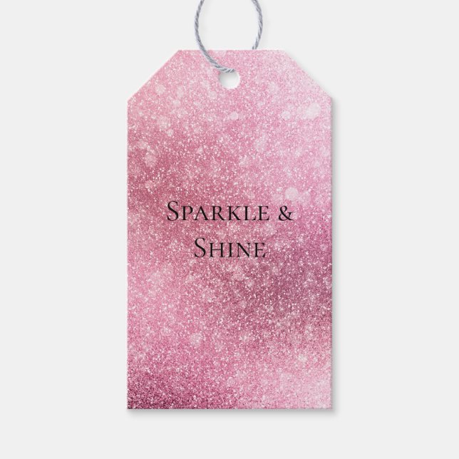Etiqueta Para Presente Glitzy Sparkle Rosa Personalizado (Frente)