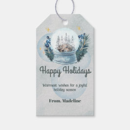 Etiqueta Para Presente Globe de neve: aquarela