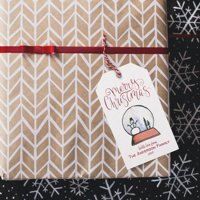 Etiqueta Para Presente Globo de Neve Natal {RED} (Criador carregado)