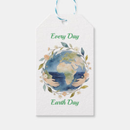 Etiqueta Para Presente Globo Floral do Dia da Terra Todos os Dias com Mão