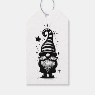 Etiqueta Para Presente Gnome Feliz Natal Chic Grunge Preto e Branco