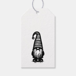 Etiqueta Para Presente Gnome Feliz Natal Preto e Branco Doodle Fofo