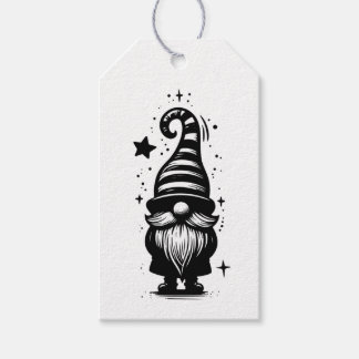 Etiqueta Para Presente Gnome Merry Christmas Chic Grunge Black & White