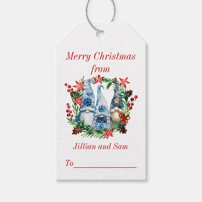 Etiqueta Para Presente Gnomo Bonito Natal (Frente)