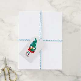 Etiqueta Para Presente Gnomo de Natal bonito com Enfeites de natal