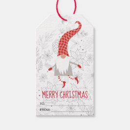 Etiqueta Para Presente Gnomo Fofo de Natal Vermelho Branco