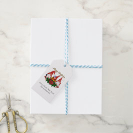 Etiqueta Para Presente Gnomos de Natal Poinsettia Floresta Caprichosa