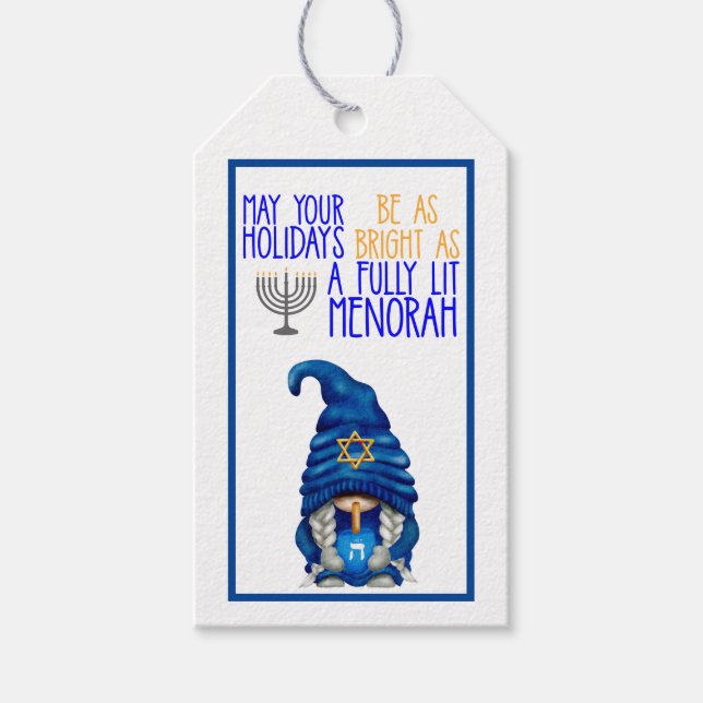 Etiqueta Para Presente Gnomos do Hanukkah (Frente)