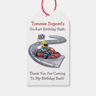 Etiqueta Para Presente Go-Kart Birthday Bash Obrigado