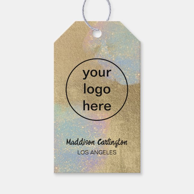 Etiqueta Para Presente Gold And iridescent Glitter Texture (Frente)