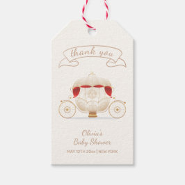 Etiqueta Para Presente Gold Elegant Fairy Carriage Baby Shower Thank You